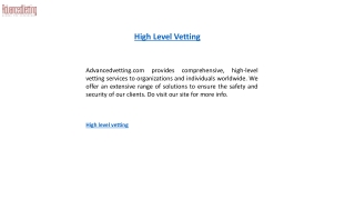 High Level Vetting Advancedvetting.com