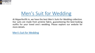 Men's Suit for Wedding  Myperfectfit.in