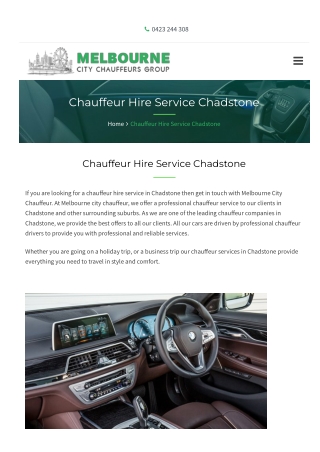 Chauffeur Hire Service Chadstone | Chauffeur Hire Chadstone | Luxury Chauffeur H