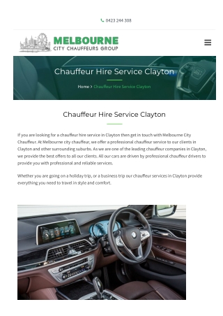 Chauffeur Hire Service Clayton | Chauffeur Hire Clayton | Luxury Chauffeur Hire