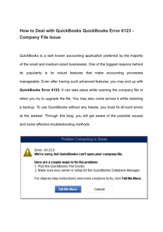 How to Deal with QuickBooks QuickBooks Error 6123 - Company File Issue- Google Docs