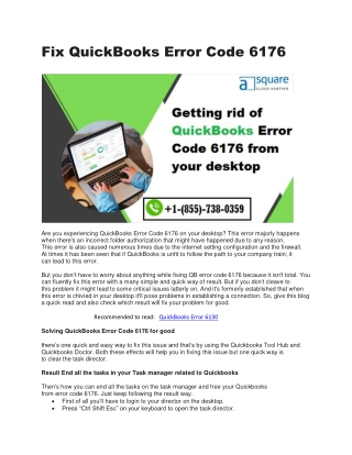 Fix QuickBooks Error Code 6176