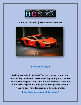 Car Paint Australia | Bcsautopaints.com.au