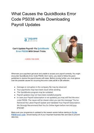 What Brings QuickBooks PS038 Error While Downloading Payroll Updates?