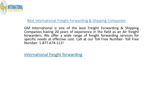 Best International Freight Forwarding & Shipping Companies