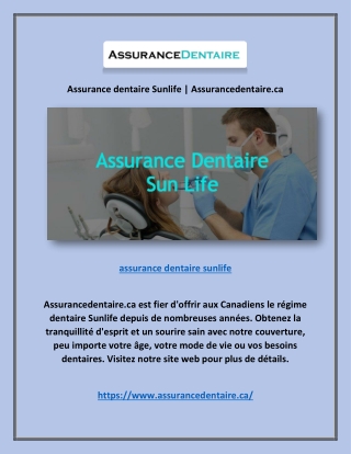 Assurance dentaire Sunlife | Assurancedentaire.ca