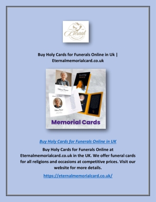 Buy Holy Cards for Funerals Online in Uk | Eternalmemorialcard.co.uk