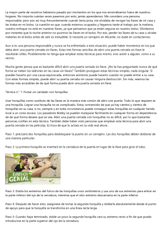 Trucos para desbloquear una cerradura sin llave