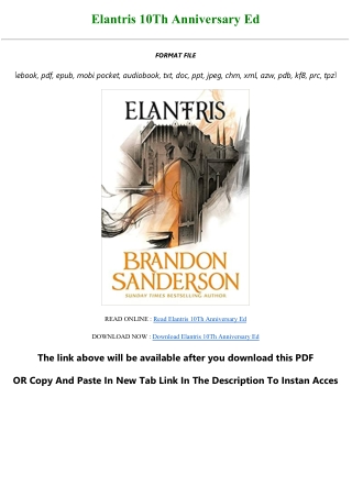 Download (PDF) Elantris 10Th Anniversary Ed Complete Edition Full