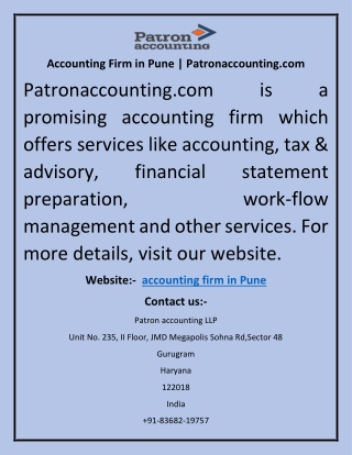 Accounting Firm in Pune | Patronaccounting.com