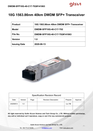 10G 1563.86nm 40km DWDM SFP  Transceiver