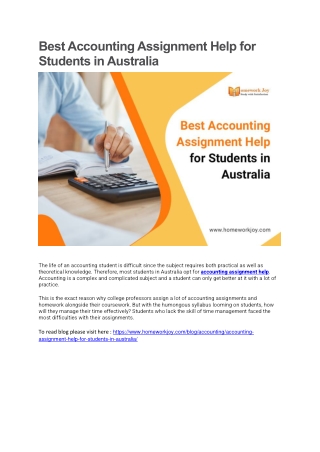 Best Accounting Assignment Help for Students in Australia