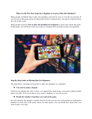What Are the Five Easy Steps for a Beginner to Learn to Play Slot Machines?