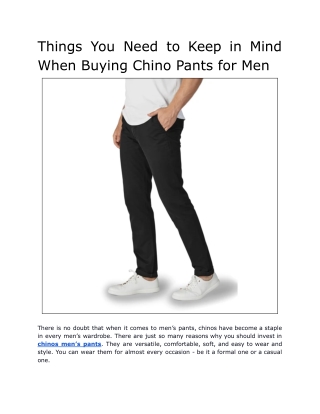 Things You Need to Keep in Mind When Buying Chino Pants for Men