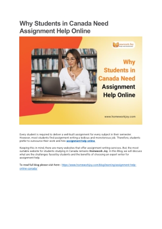 Why Students in Canada Need Assignment Help Online