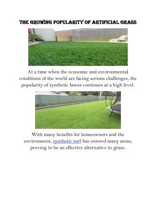 The growing popularity of artificial grass