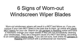 6 Signs of Worn-out Windscreen Wiper Blades