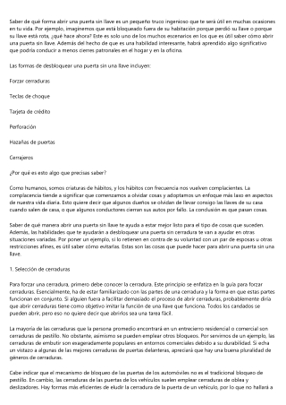 Cómo desbloquear una puerta sin las llaves