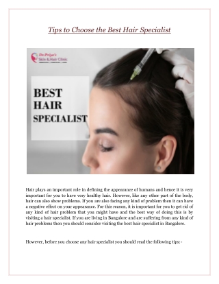 Tips to Choose the Best Hair Specialist