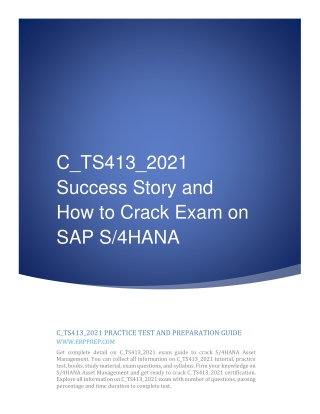 C_TS413_2021 Success Story and How to Crack Exam on SAP S4HANA