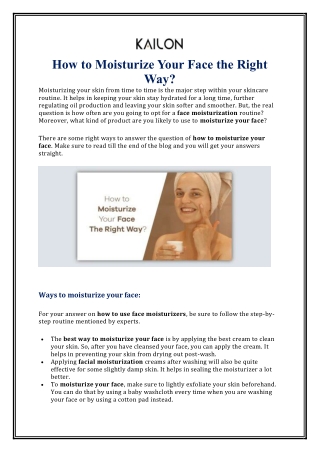 How to Moisturize Your Face the Right Way