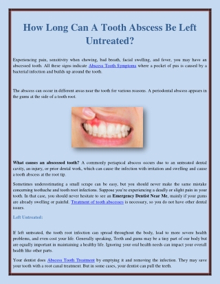 How Long Can A Tooth Abscess Be Left Untreated?