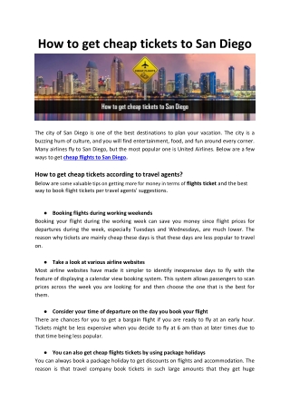 How to get cheap tickets to San Diego