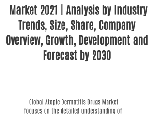 Atopic Dermatitis Drugs Market 2021 | Analysis by Industry Trends, Size, Share, Company Overview, Growth, Development an