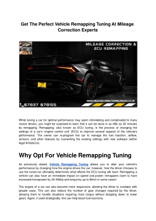Get The Perfect Vehicle Remapping Tuning At Mileage Correction Experts.ppt