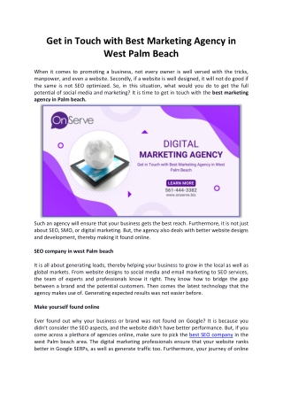 Get in Touch with Best Marketing Agency in Palm Beach