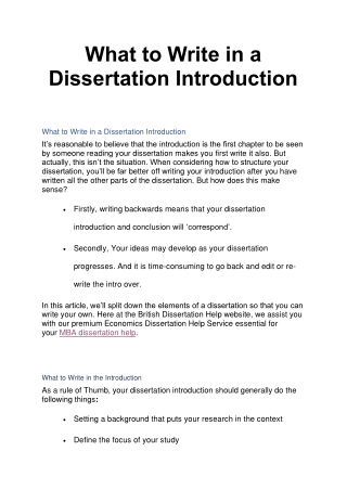 What to Write in a Dissertation Introduction