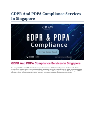 GDPR And PDPA Compliance Services In Singapore
