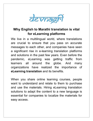 Why English to Marathi translation is vital for eLearning platforms