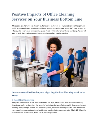 Positive Impacts of Office Cleaning Services on Your Business Bottom Line