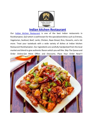 Up to 10% offer – Order Now from Indian kitchen Restaurant