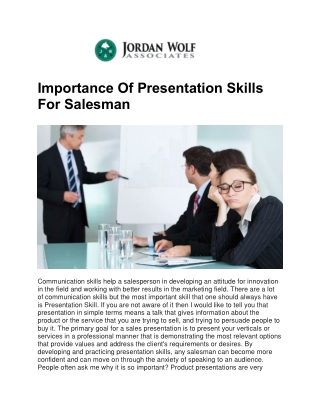 Importance Of Presentation Skills For Salesman
