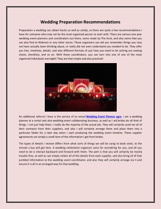 Wedding Preparation Recommendations