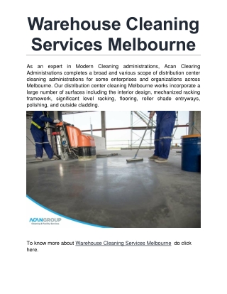 Warehouse Cleaning Services Melbourne