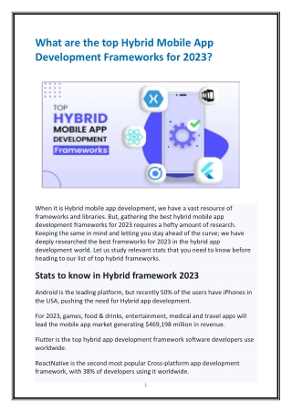 What are the top Hybrid Mobile App Development Frameworks for 2023