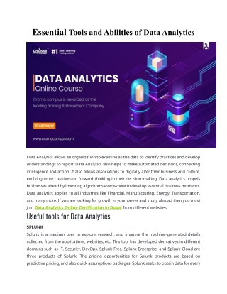 Essential Tools and Abilities of Data Analytics