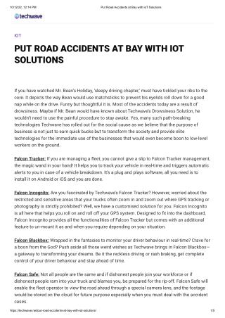 Put Road Accidents at Bay with IoT Solutions