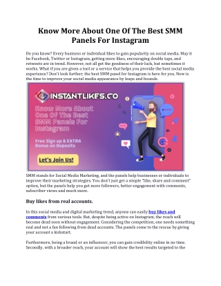 Know More About One Of The Best SMM Panels For Instagram