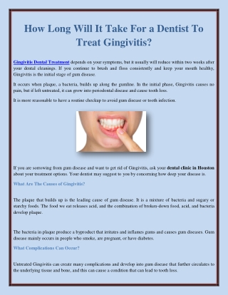 How Long Will It Take For a Dentist To Treat Gingivitis?