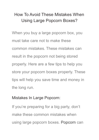 How To Avoid These Mistakes When Using Large Popcorn Boxes