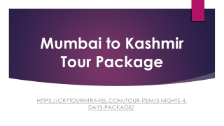 Mumbai to Kashmir Tour Package