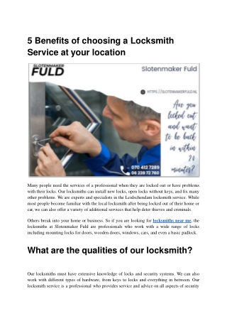 5 Benefits of choosing a Locksmith Service at your location.ppt