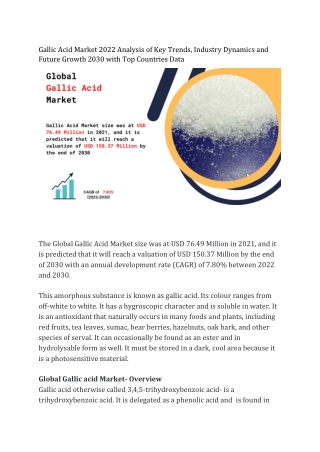 Gallic Acid Market