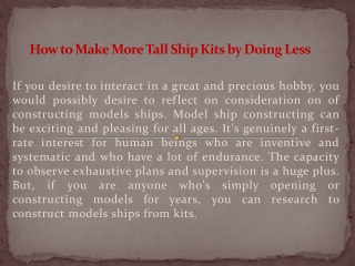 How to Make More Tall Ship Kits by Doing Less