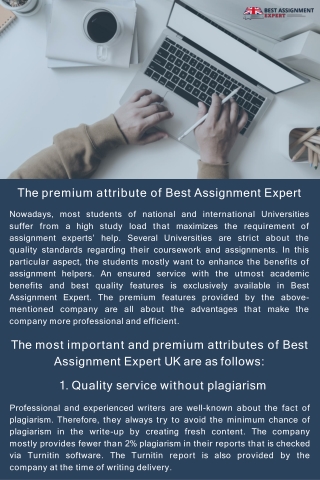 The premium attribute of Best Assignment Expert