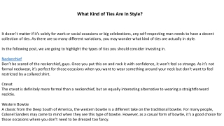 What Kind of Ties Are In Style